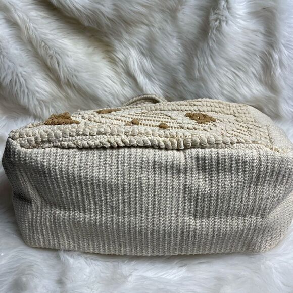 Evelyn K Hobo beige cotton extra large tote with brown and gold stitchin… - Picture 11 of 12